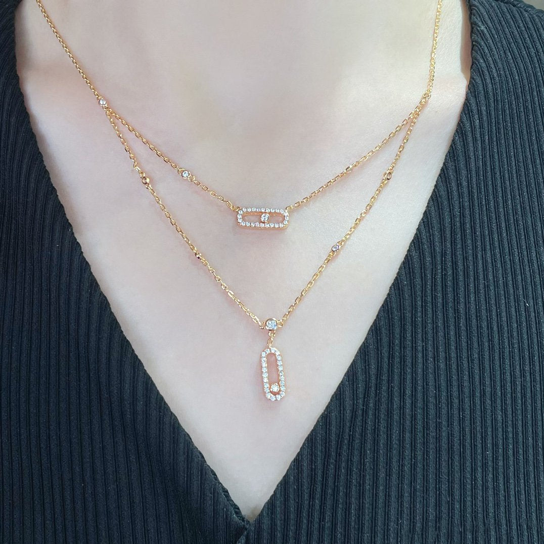 [Twinkle ]MOVE 2 ROW DIAMOND NECKLACE