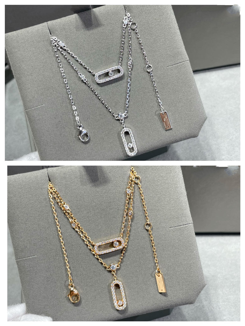 [Twinkle ]MOVE 2 ROW DIAMOND NECKLACE