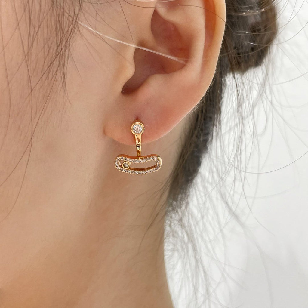 [Twinkle ]MOVE UNO PINK GOLD DIAMOND EARRINGS