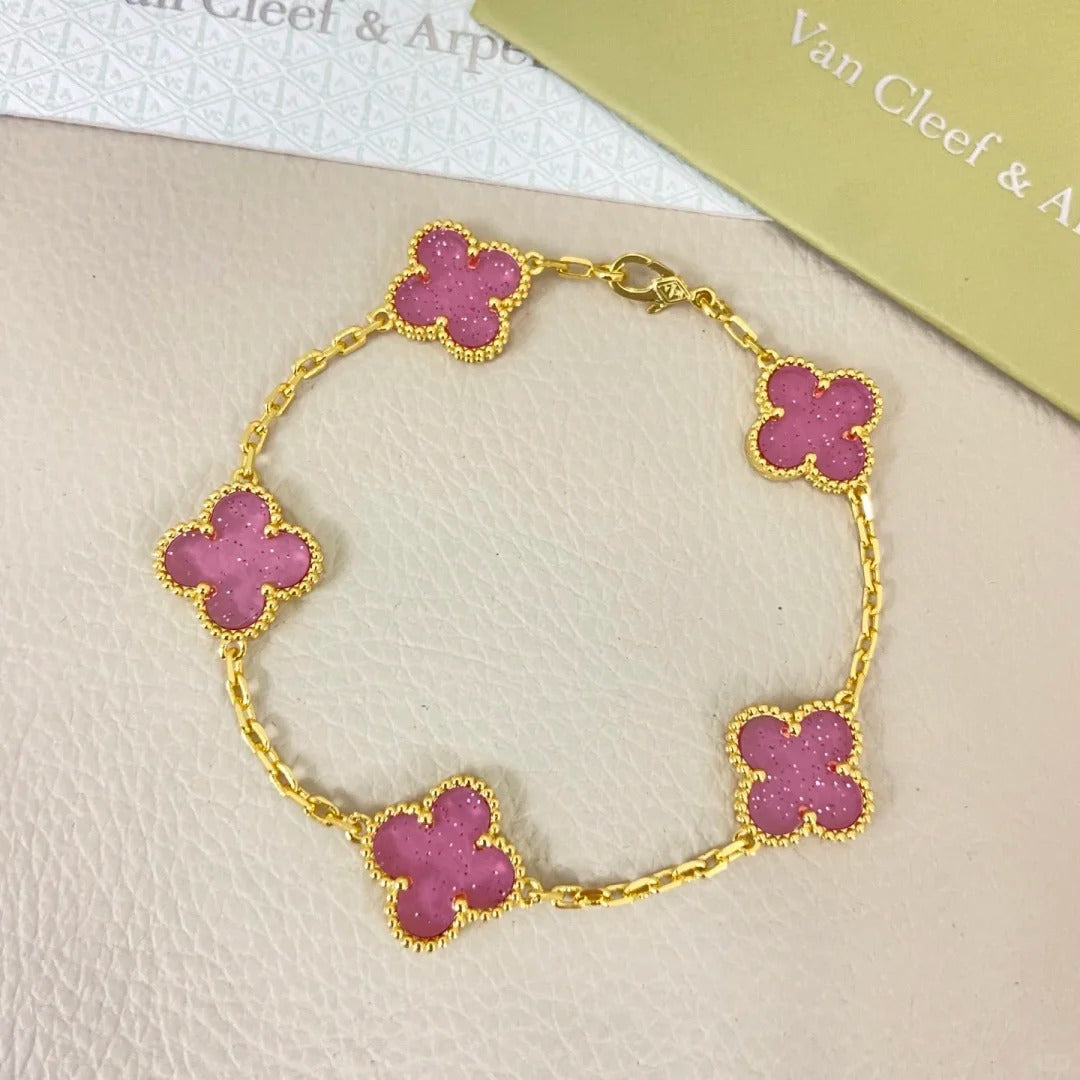 Vintage Alhambra 5‑Motifs Bracelet, Bubble‑Glass NEW
