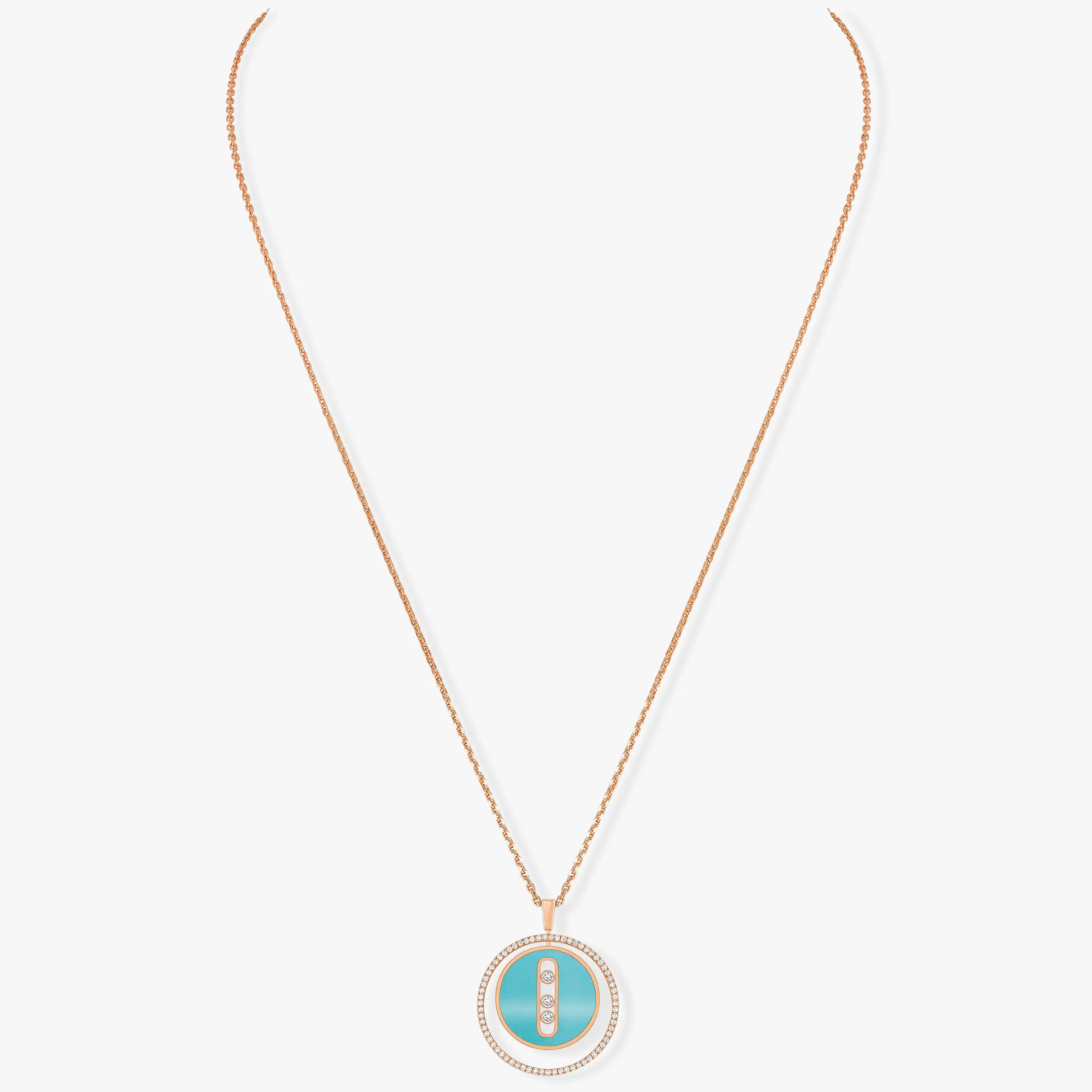 [Twinkle ]Twinkle MOVE 3 DIAMONDS TURQUOISE PINK GOLD DIAMOND NECKLACE