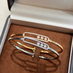 [Twinkle ]Move Pavé Diamond Bangle Bracelet M