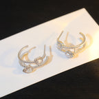 [Twinkle ]CREOLES MY TWIN 2 RANGS SILVER DIAMOND EARRINGS