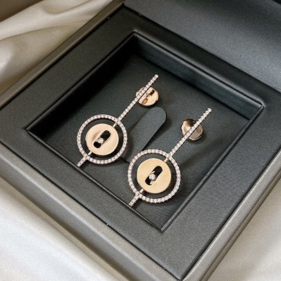 [Twinkle ]Twinkle MOVE ARROW PINK GOLD DIAMOND EARRINGS