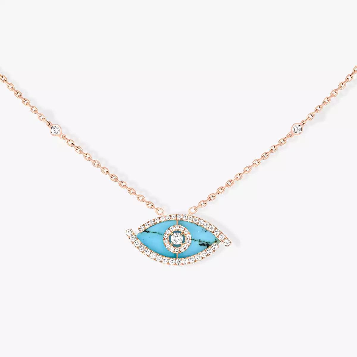[Twinkle jewelrys]Lucky Eye Diamond Necklace in Rose Gold and Turquoise