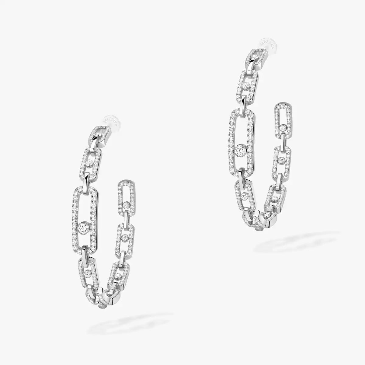 [[Twinkle ]Move Link Diamond Hoop Earrings