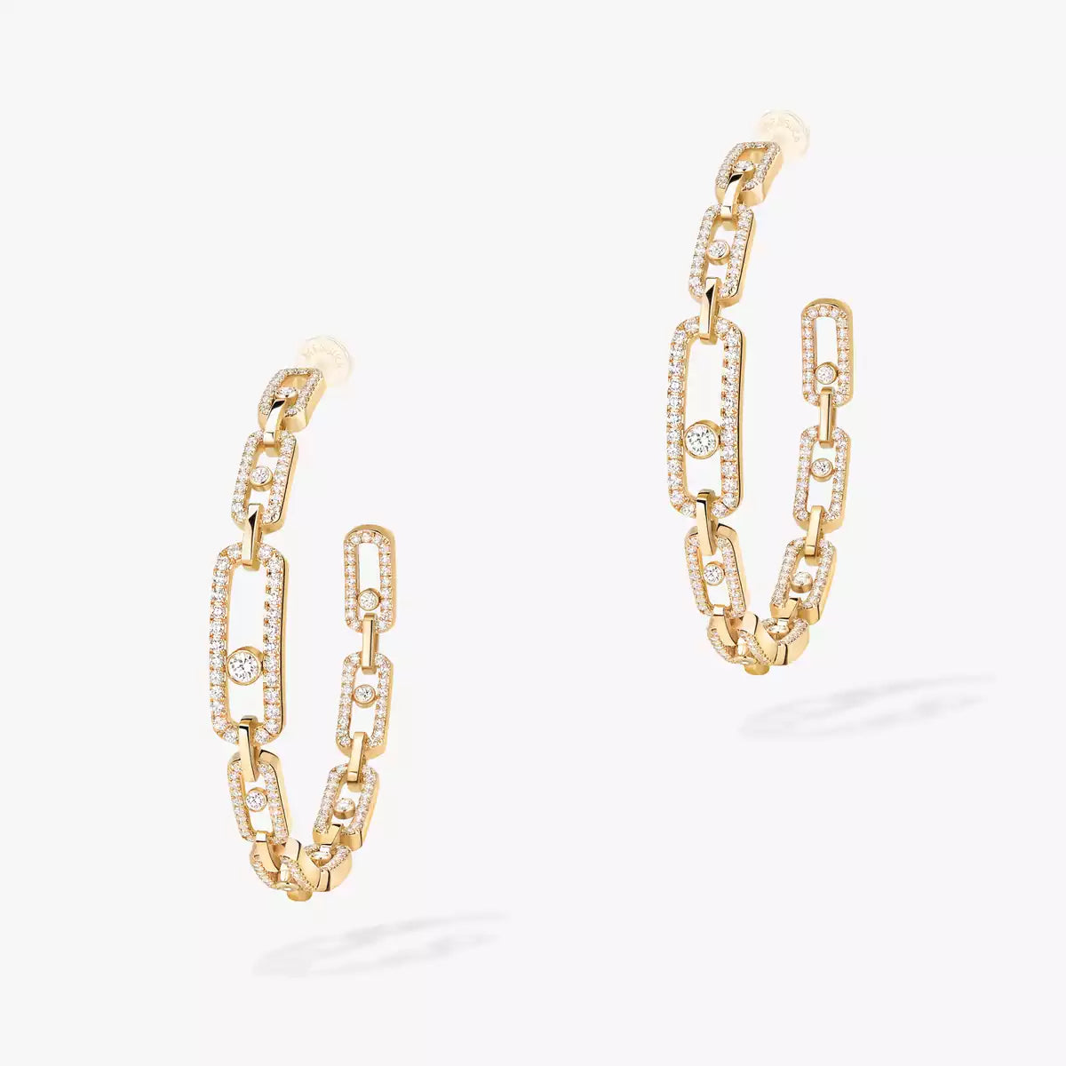 [[Twinkle ]Move Link Diamond Hoop Earrings