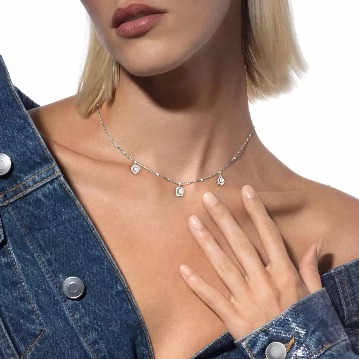 [Twinkle ]My Twin Diamond Necklace in Silver