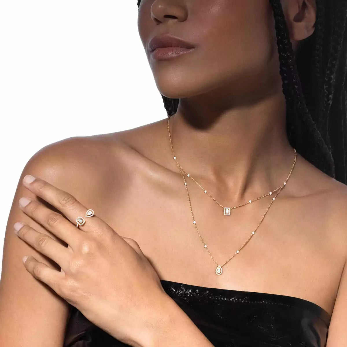 [Twinkle ]Diamond Necklace My Twin 2 Rows